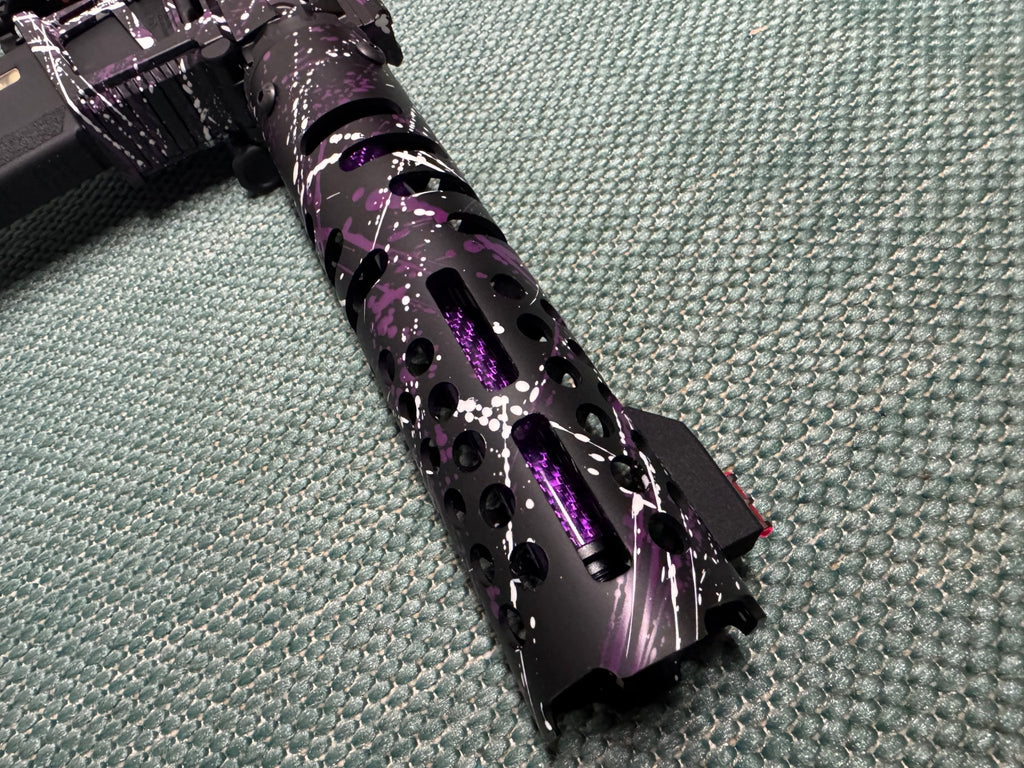 KA Tech MAC Polarstar Fusion Engine AR7 L.E. MSG/ESG HPA M4 Skeletonized splatter Cerakoted Purple/White - KA Tech Airsoft - Polarstar Fusion Engine