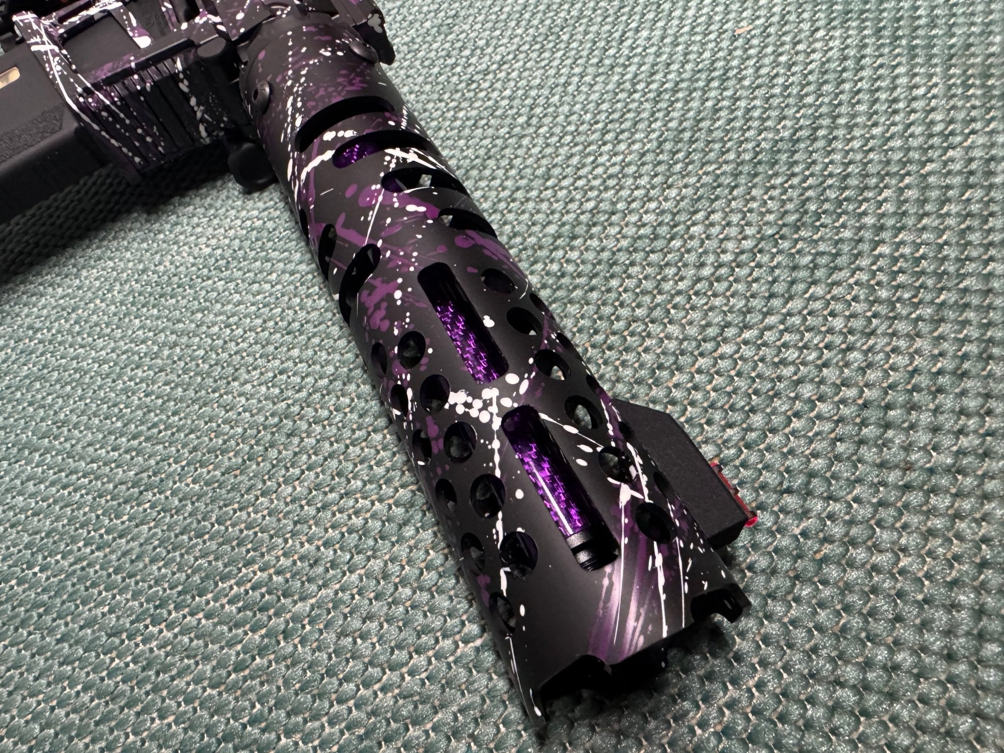 KA Tech MAC Polarstar Fusion Engine AR7 L.E. MSG/ESG HPA M4 Skeletonized splatter Cerakoted Purple/White - KA Tech Airsoft - Polarstar Fusion Engine