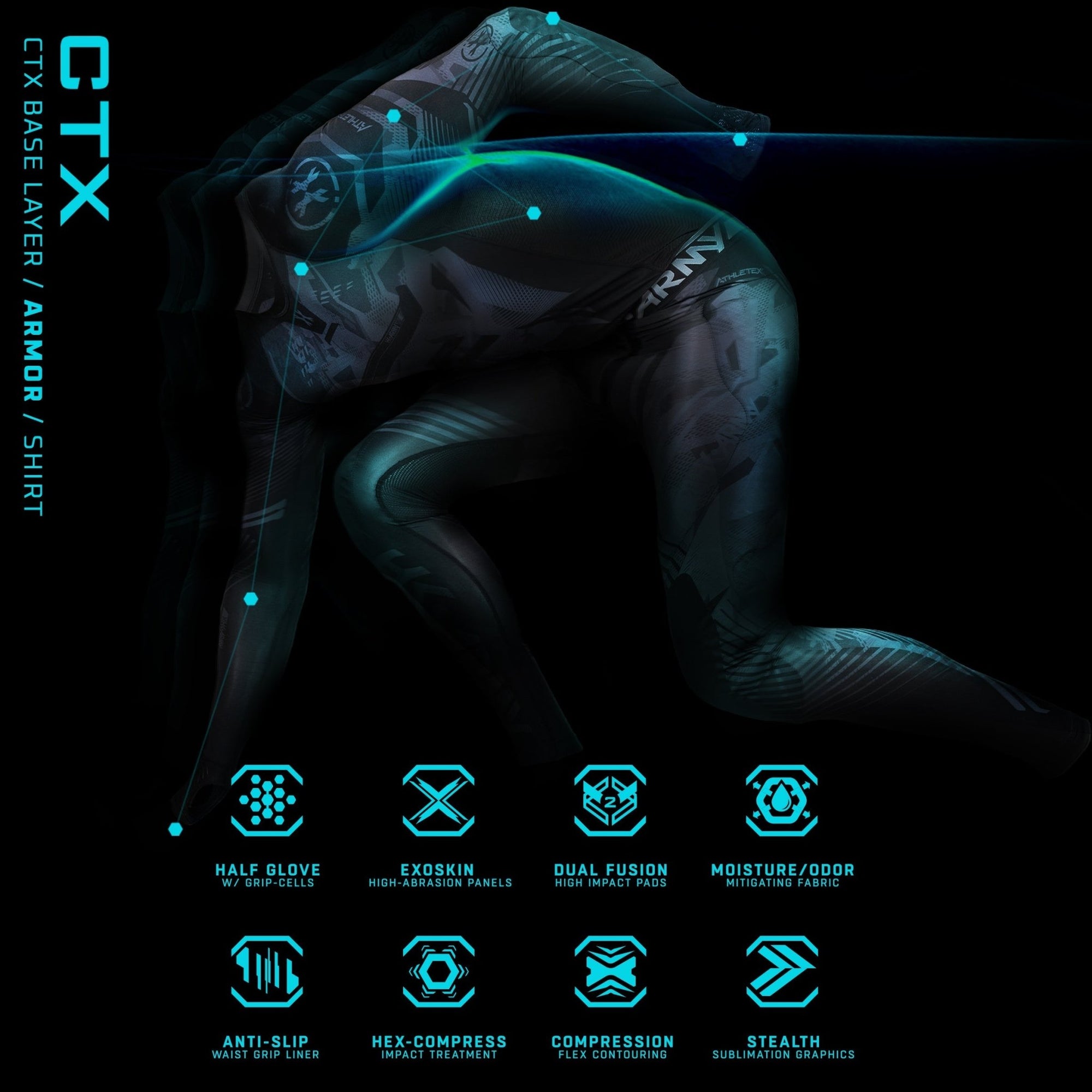 CTX Armored Compression Shirt - Full Torso - KA Tech Airsoft - Pads