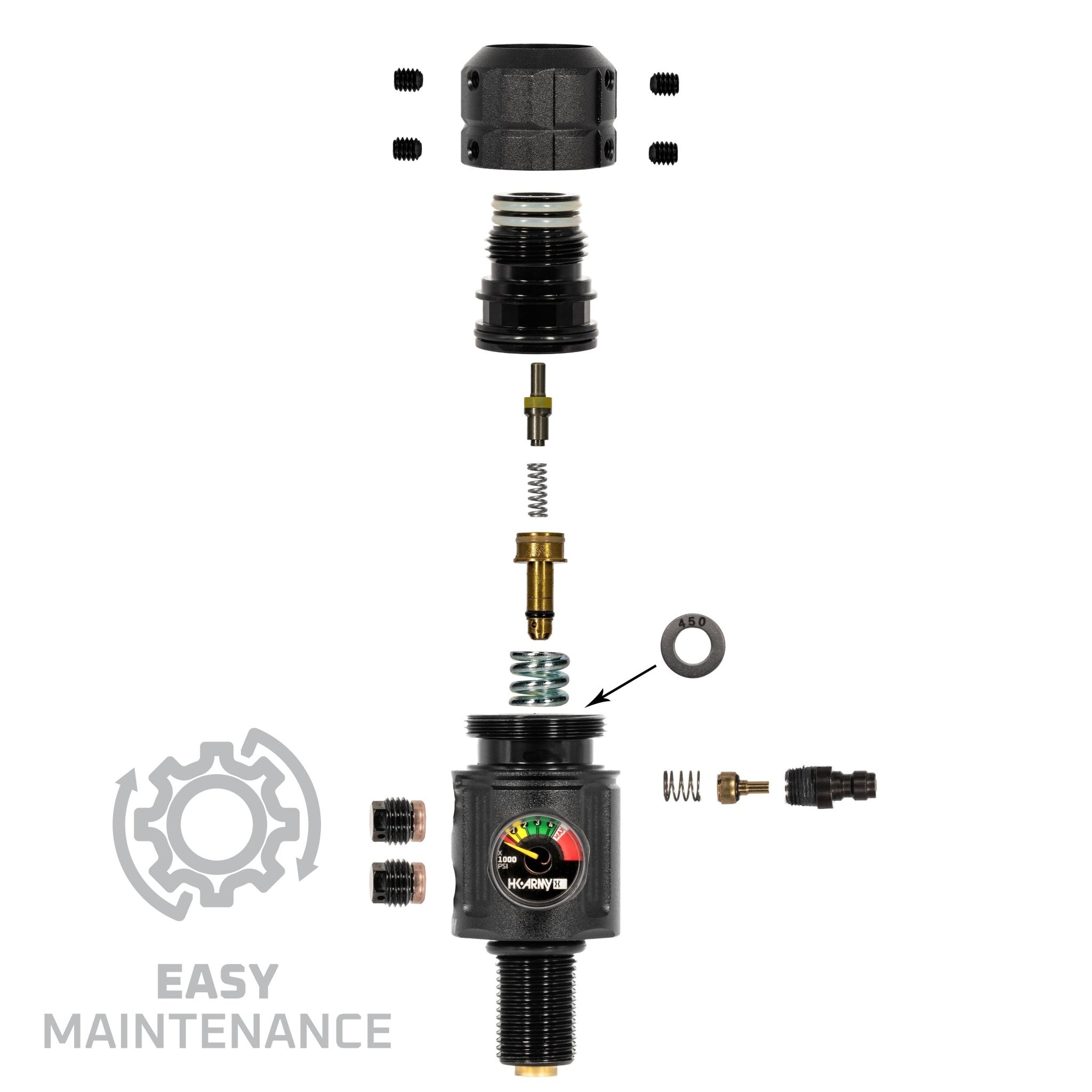 Turbine Pro Regulator - Long Body - Adjustable & Rotational - Black - KA Tech Airsoft - Tank Regulator