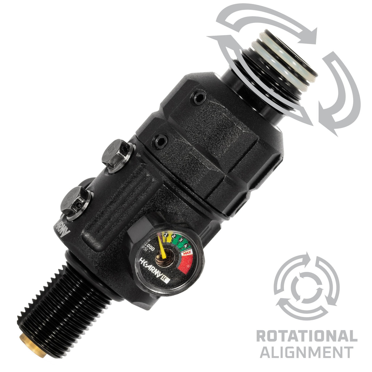 Turbine Pro Regulator - Long Body - Adjustable & Rotational - Black - KA Tech Airsoft - Tank Regulator