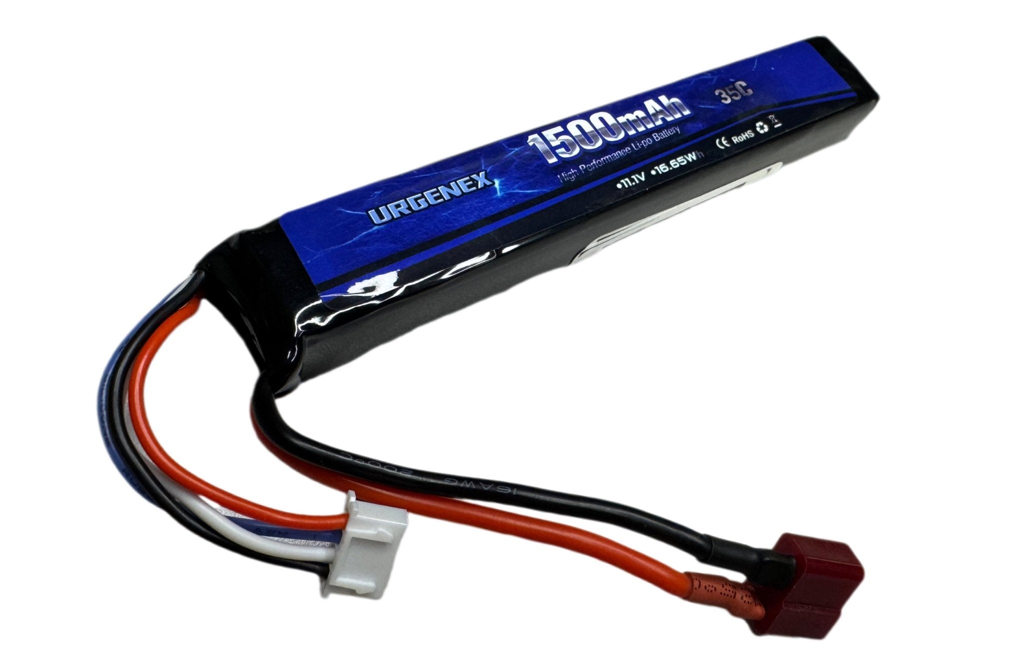 URGENEX Airsoft Battery 11.1V 1500mAh 35C High Discharge Rate Lipo Pack with Deans T Plug - KA Tech Airsoft - Battery
