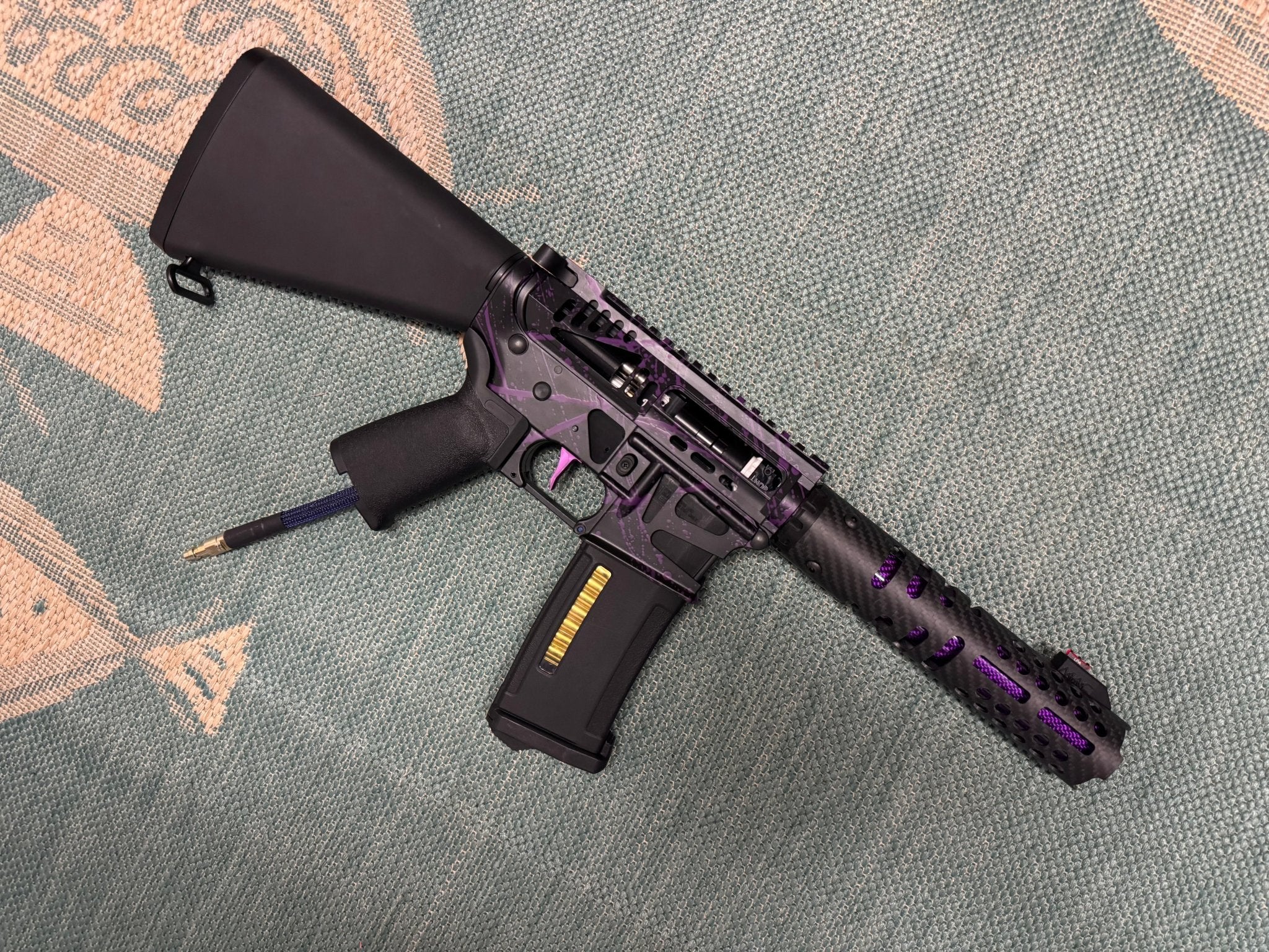 KA Tech MAC Polarstars F2 AR8 HPA M4 Stuby Type 5 Skeletonized Cerakote Splatter - KA Tech Airsoft - Polarstar F2