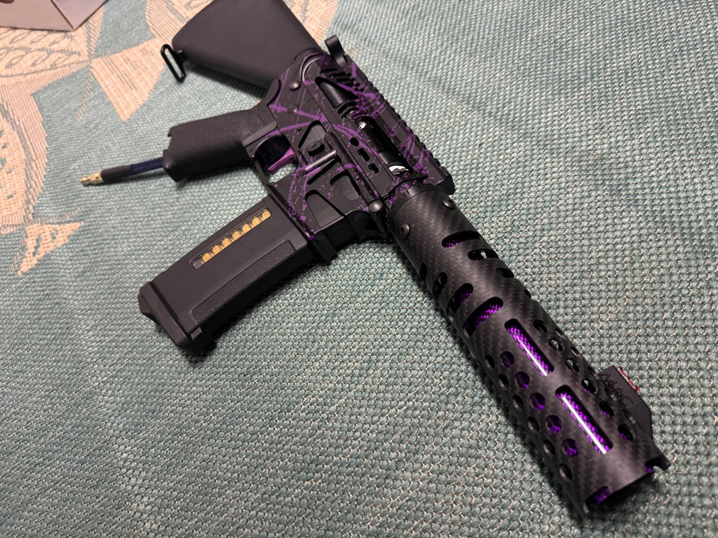 KA Tech MAC Polarstars F2 AR8 HPA M4 Stuby Type 5 Skeletonized Cerakote Splatter - KA Tech Airsoft - Polarstar F2