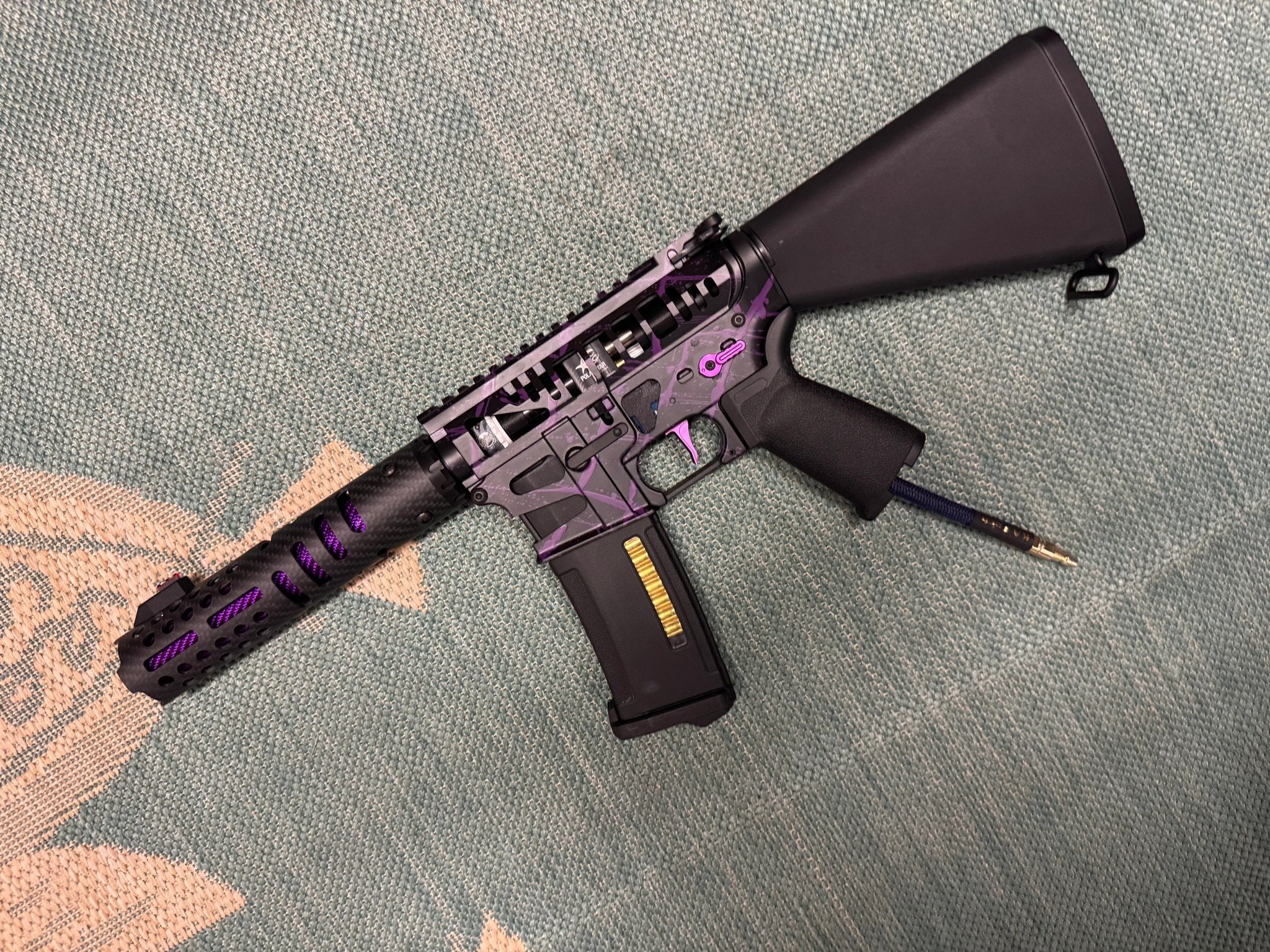 KA Tech MAC Polarstars F2 AR8 HPA M4 Stuby Type 5 Skeletonized Cerakote Splatter - KA Tech Airsoft - Polarstar F2