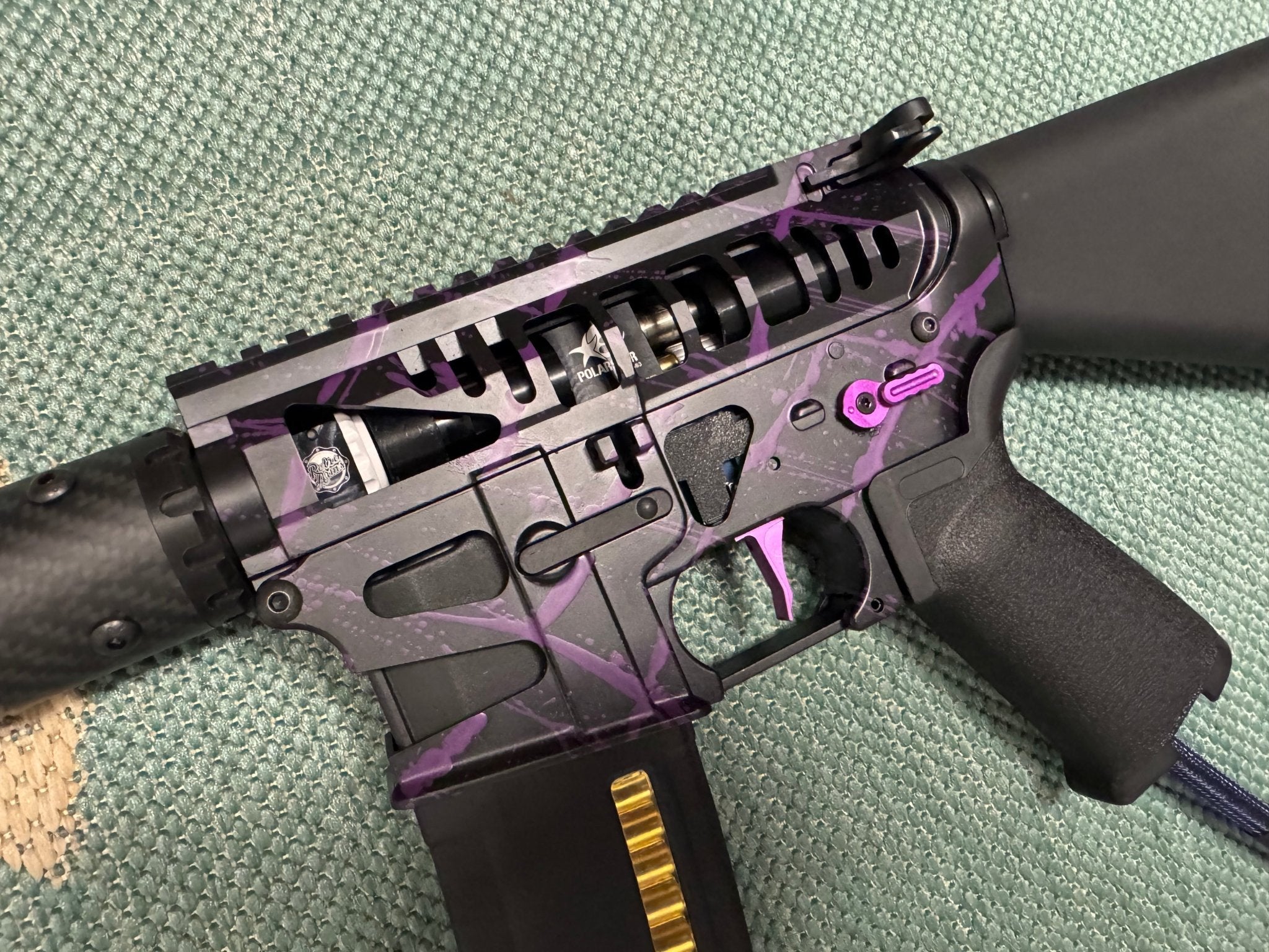 KA Tech MAC Polarstars F2 AR8 HPA M4 Stuby Type 5 Skeletonized Cerakote Splatter - KA Tech Airsoft - Polarstar F2
