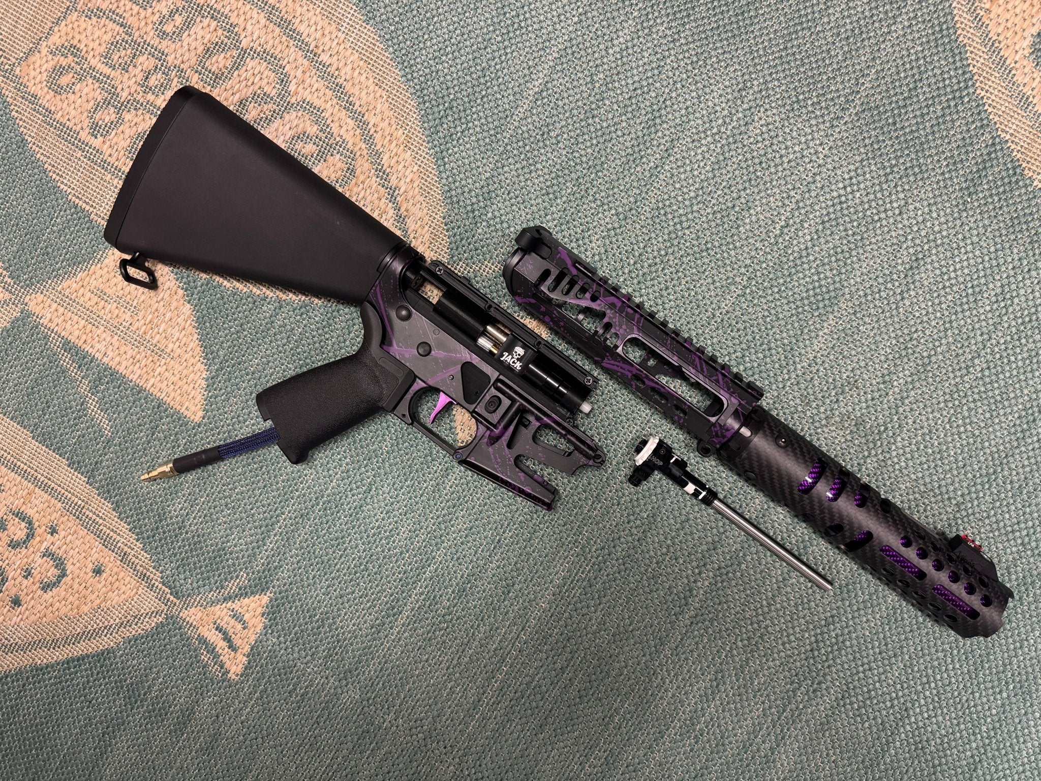 KA Tech MAC Polarstars F2 AR8 HPA M4 Stuby Type 5 Skeletonized Cerakote Splatter - KA Tech Airsoft - Polarstar F2