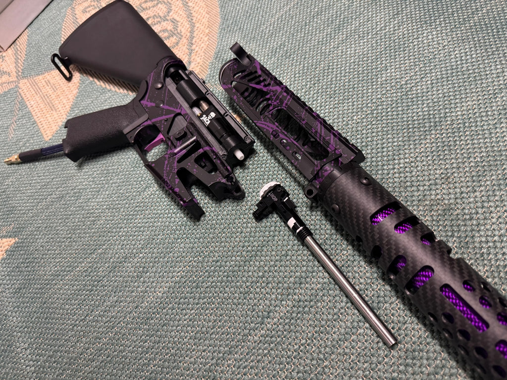 KA Tech MAC Polarstars F2 AR8 HPA M4 Stuby Type 5 Skeletonized Cerakote Splatter - KA Tech Airsoft - Polarstar F2