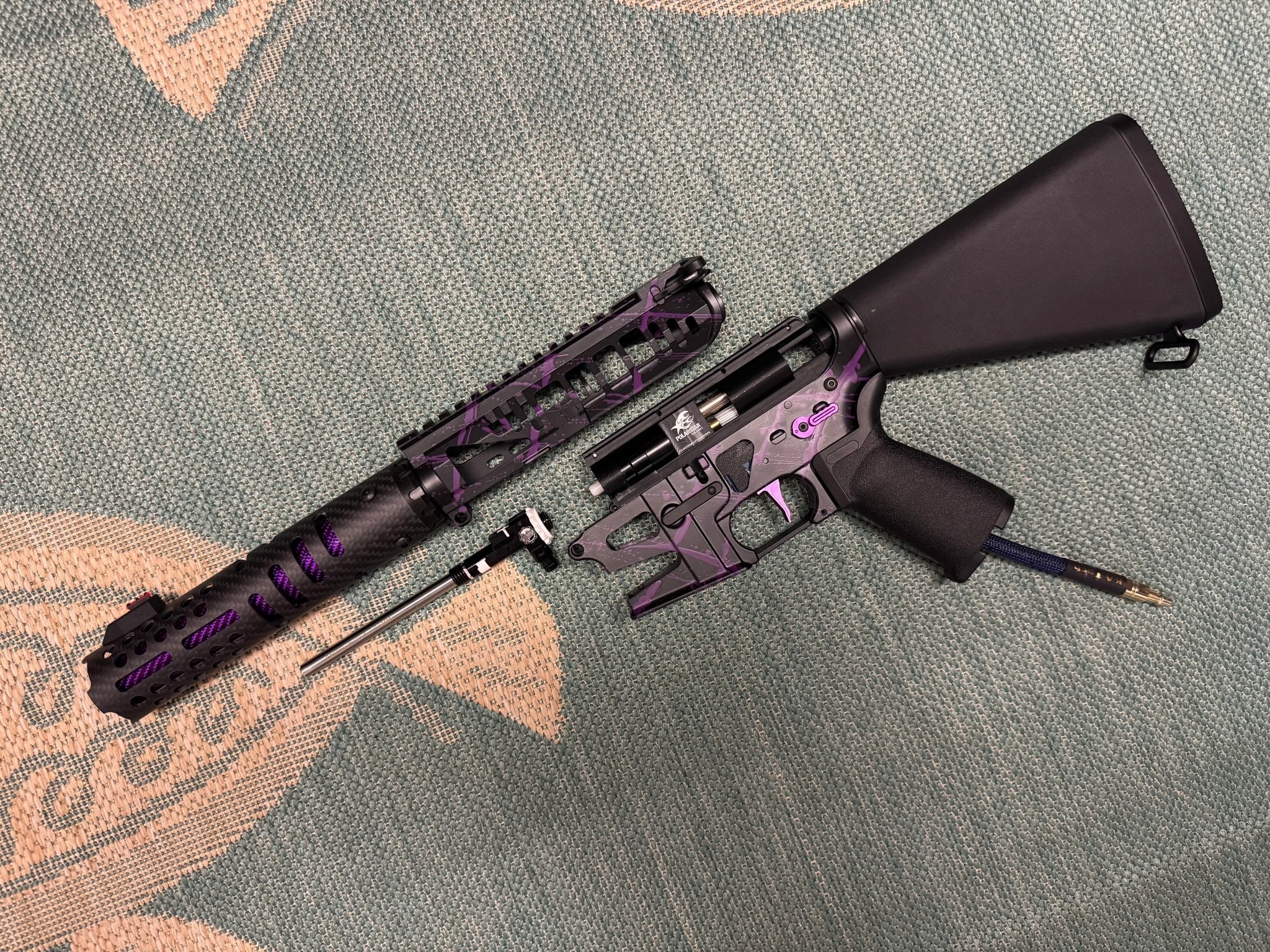 KA Tech MAC Polarstars F2 AR8 HPA M4 Stuby Type 5 Skeletonized Cerakote Splatter - KA Tech Airsoft - Polarstar F2
