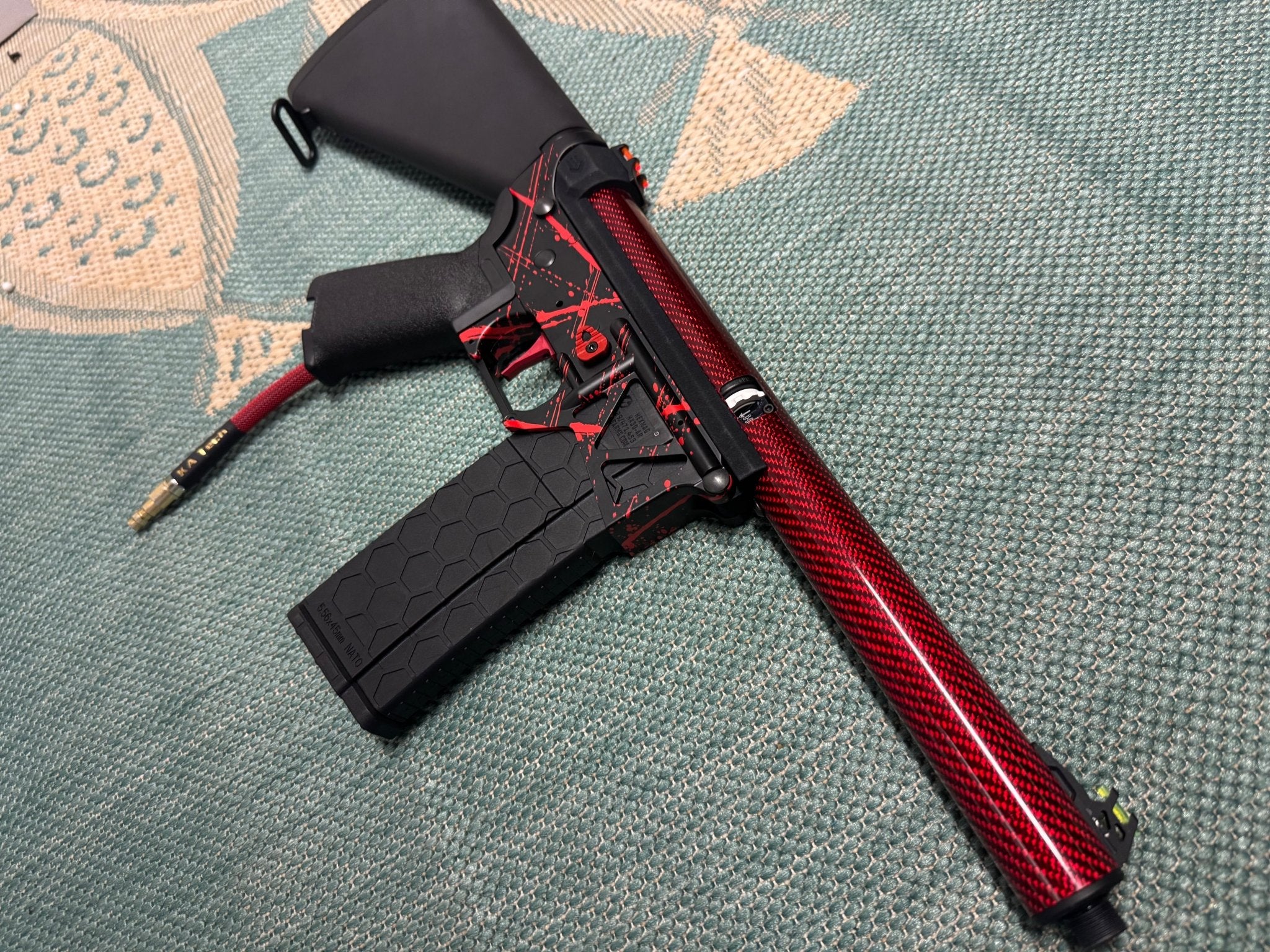 KA Tech MAC Polarstars F2 AR8 HPA M4 Stuby Type 3 Skeletonized Cerakote Splatter - KA Tech Airsoft - Polarstar F2