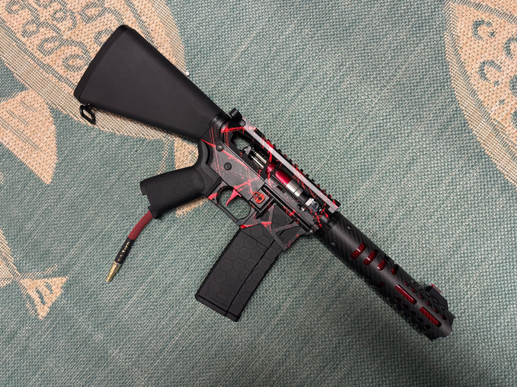 KA Tech MAC Polarstars F2 AR8 HPA M4 Stuby Type 3 Skeletonized Cerakote Splatter - KA Tech Airsoft - Polarstar F2