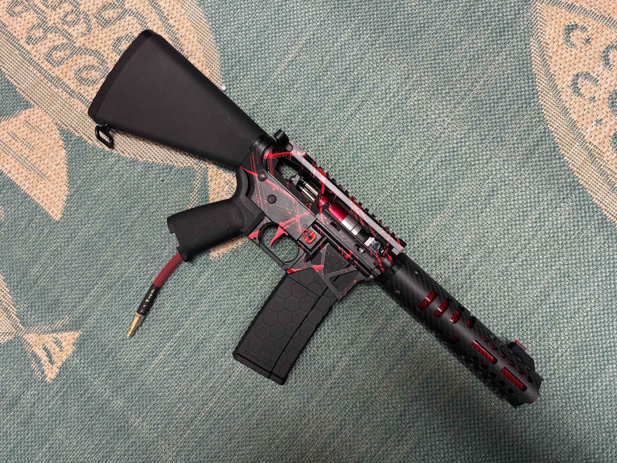 KA Tech MAC Polarstars F2 AR8 HPA M4 Stuby Type 3 Skeletonized Cerakote Splatter - KA Tech Airsoft - Polarstar F2