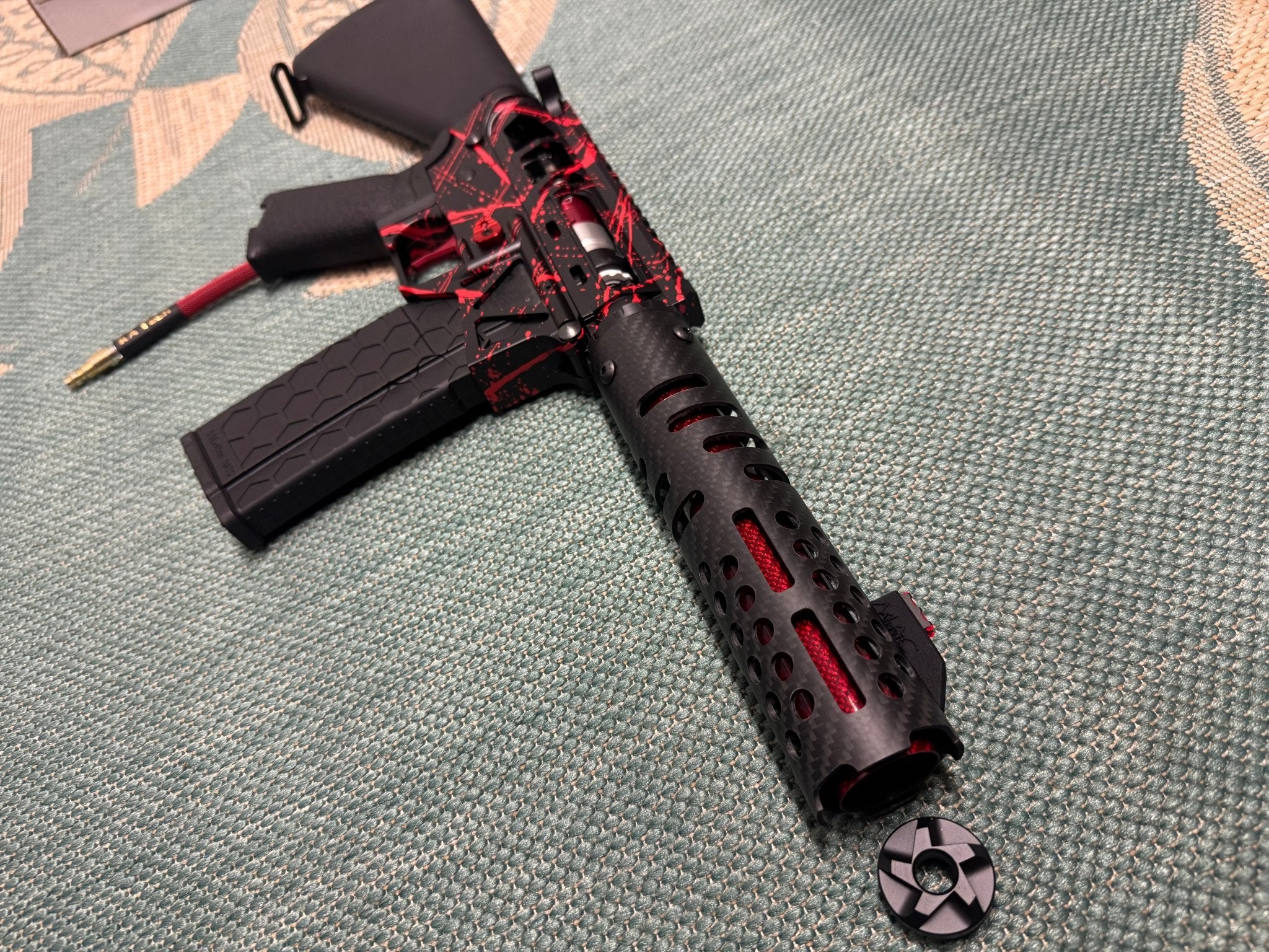 KA Tech MAC Polarstars F2 AR8 HPA M4 Stuby Type 3 Skeletonized Cerakote Splatter - KA Tech Airsoft - Polarstar F2