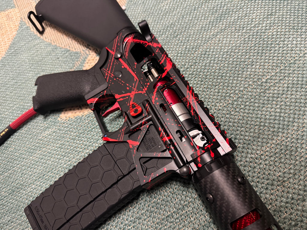 KA Tech MAC Polarstars F2 AR8 HPA M4 Stuby Type 3 Skeletonized Cerakote Splatter - KA Tech Airsoft - Polarstar F2