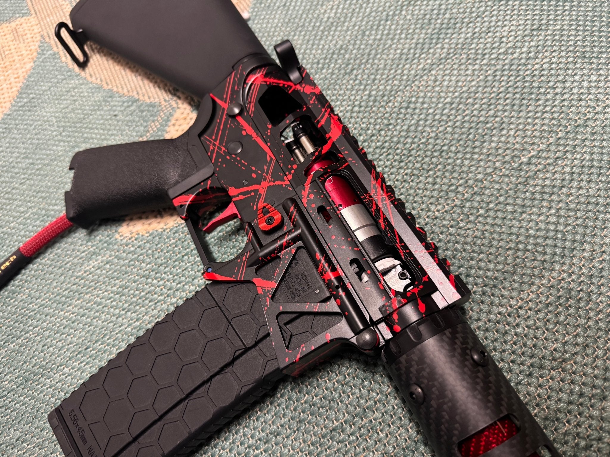 KA Tech MAC Polarstars F2 AR8 HPA M4 Stuby Type 3 Skeletonized Cerakote Splatter - KA Tech Airsoft - Polarstar F2