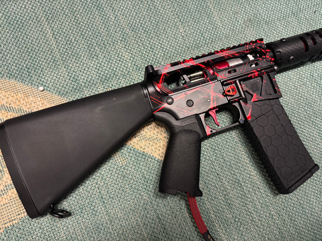 KA Tech MAC Polarstars F2 AR8 HPA M4 Stuby Type 3 Skeletonized Cerakote Splatter - KA Tech Airsoft - Polarstar F2