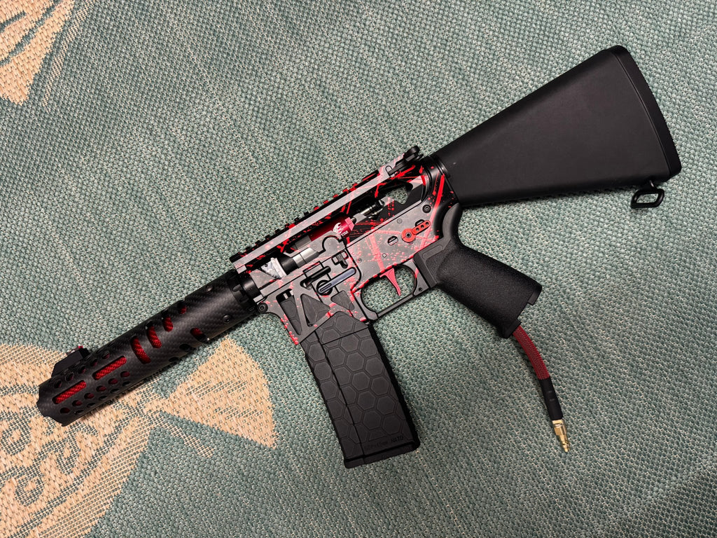 KA Tech MAC Polarstars F2 AR8 HPA M4 Stuby Type 3 Skeletonized Cerakote Splatter - KA Tech Airsoft - Polarstar F2