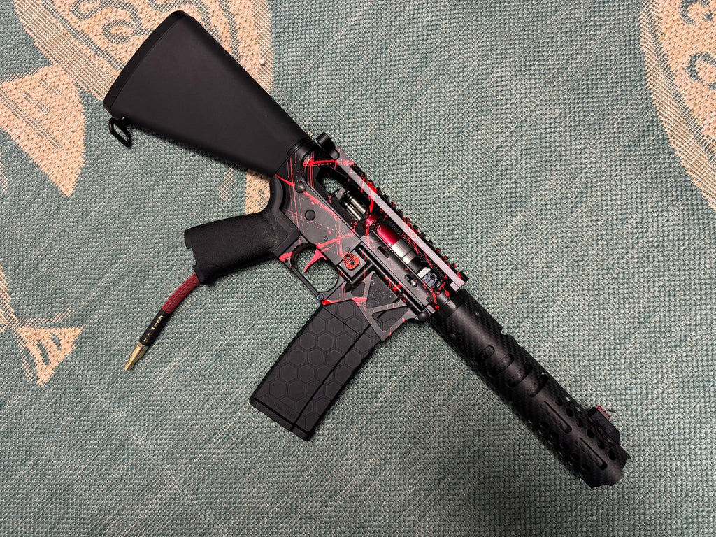 KA Tech MAC Polarstars F2 AR8 HPA M4 Stuby Type 3 Skeletonized Cerakote Splatter - KA Tech Airsoft - Polarstar F2