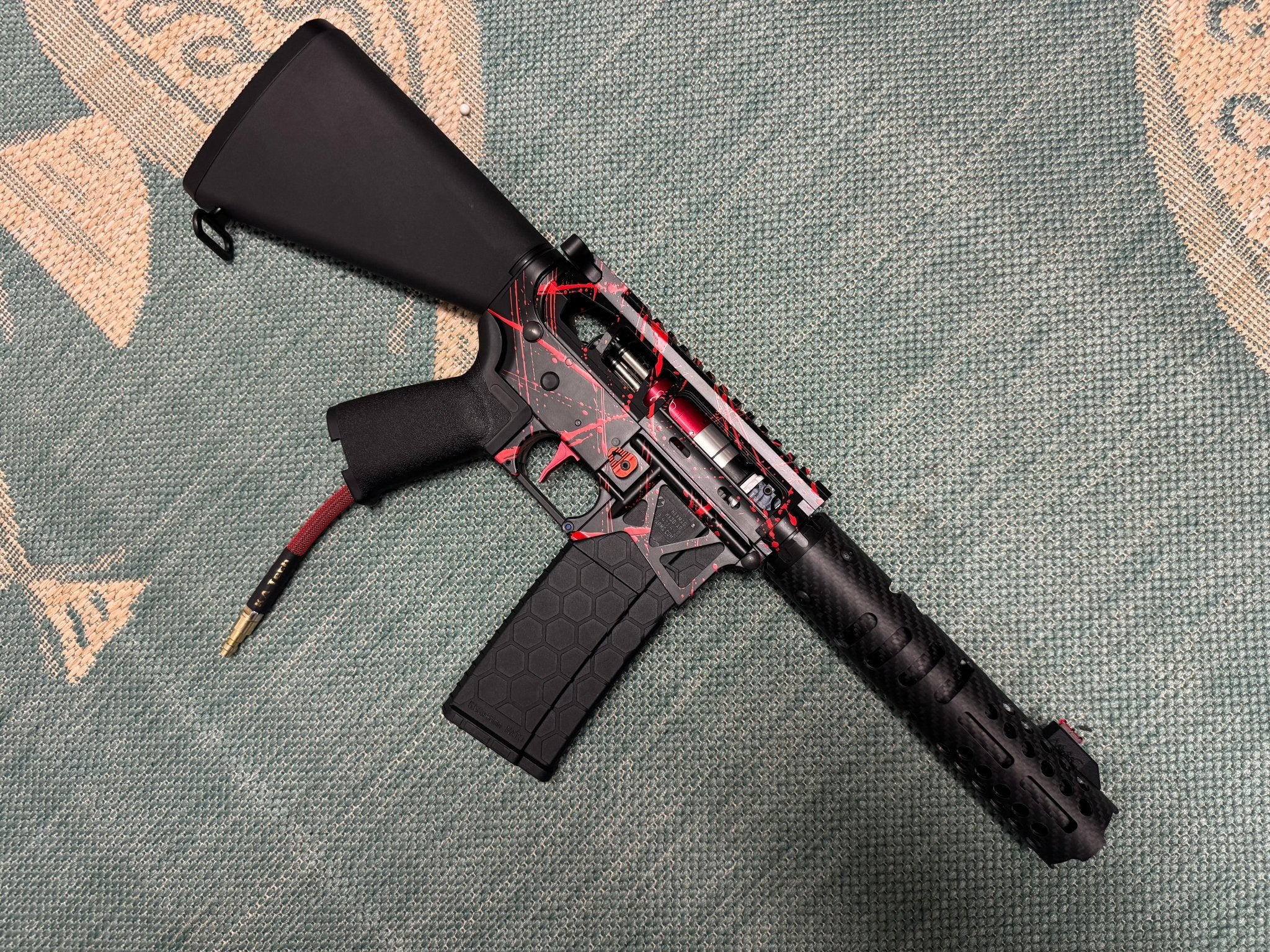 KA Tech MAC Polarstars F2 AR8 HPA M4 Stuby Type 3 Skeletonized Cerakote Splatter - KA Tech Airsoft - Polarstar F2