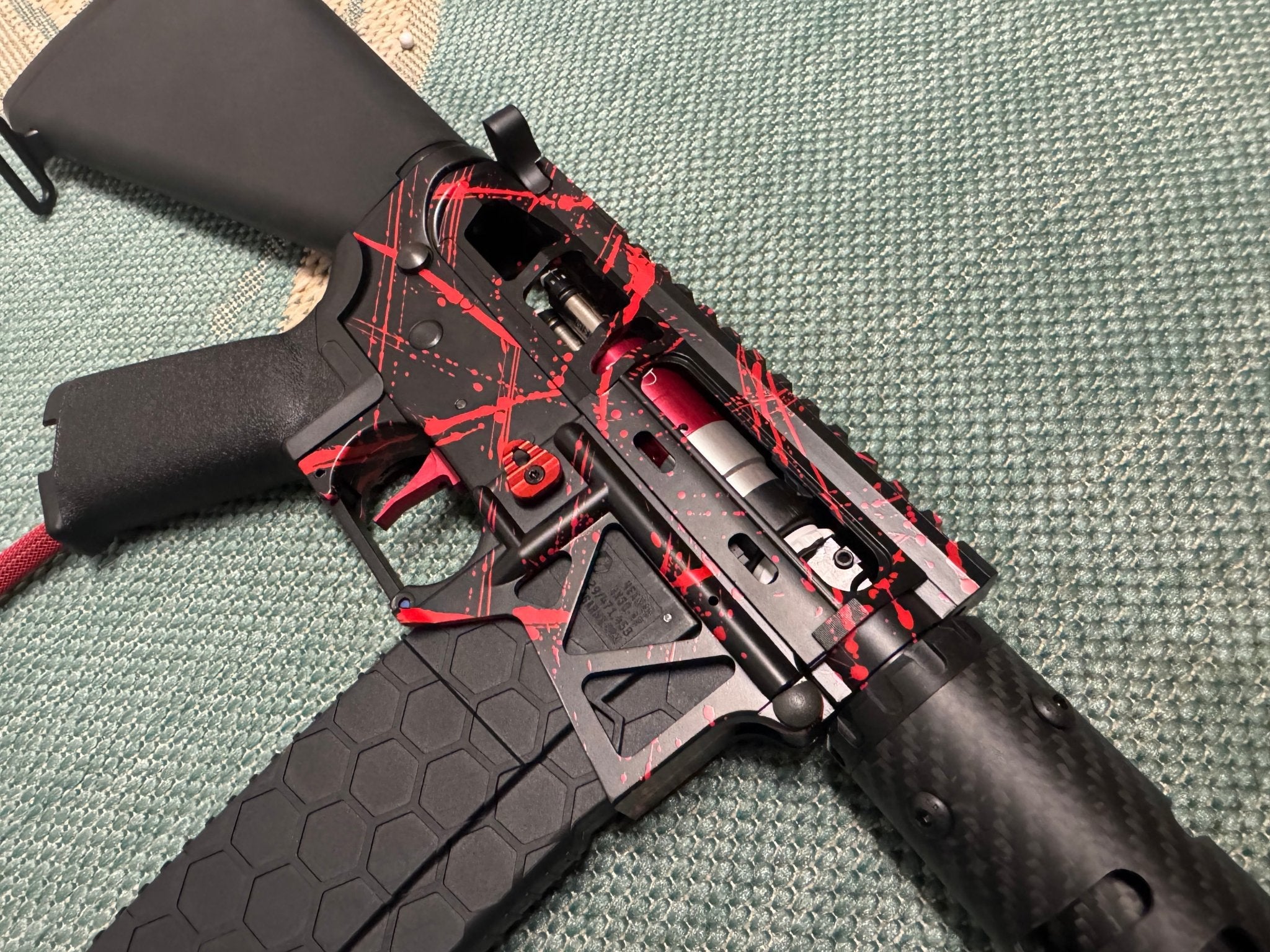 KA Tech MAC Polarstars F2 AR8 HPA M4 Stuby Type 3 Skeletonized Cerakote Splatter - KA Tech Airsoft - Polarstar F2