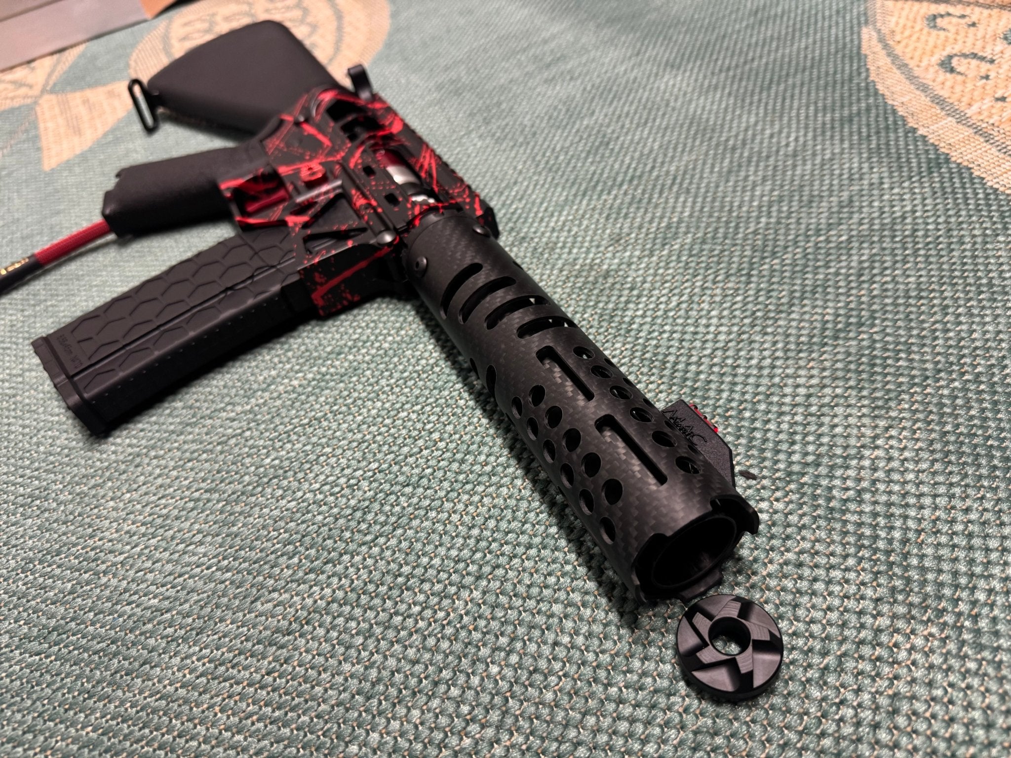 KA Tech MAC Polarstars F2 AR8 HPA M4 Stuby Type 3 Skeletonized Cerakote Splatter - KA Tech Airsoft - Polarstar F2