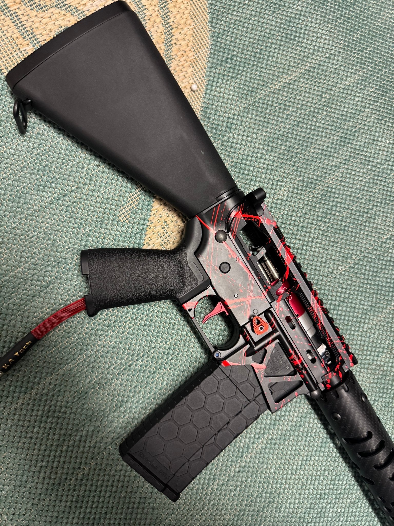 KA Tech MAC Polarstars F2 AR8 HPA M4 Stuby Type 3 Skeletonized Cerakote Splatter - KA Tech Airsoft - Polarstar F2