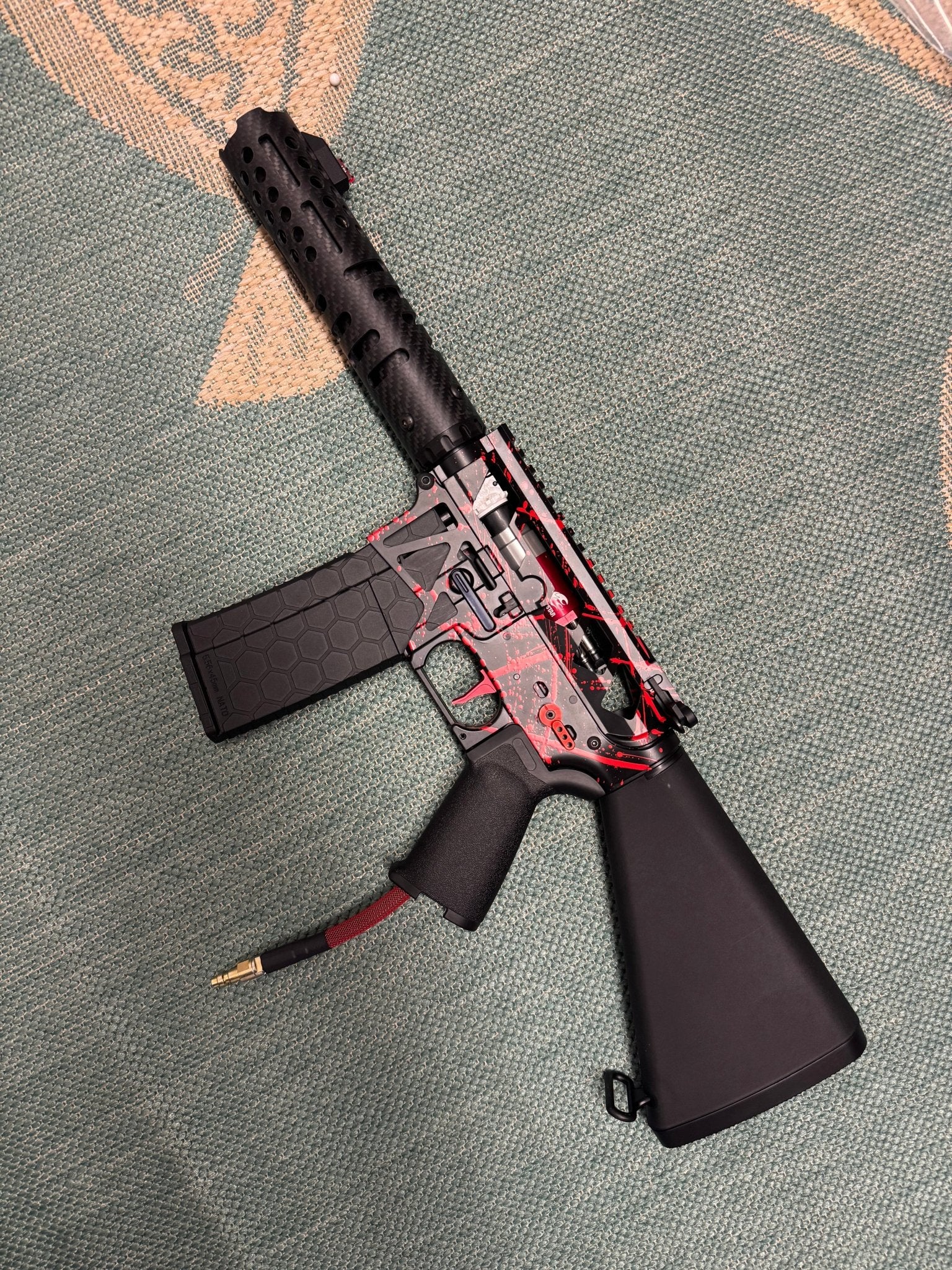 KA Tech MAC Polarstars F2 AR8 HPA M4 Stuby Type 3 Skeletonized Cerakote Splatter - KA Tech Airsoft - Polarstar F2