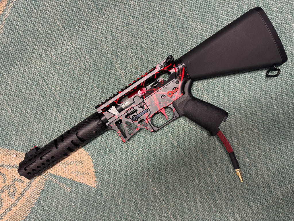 KA Tech MAC Polarstars F2 AR8 HPA M4 Stuby Type 3 Skeletonized Cerakote Splatter - KA Tech Airsoft - Polarstar F2
