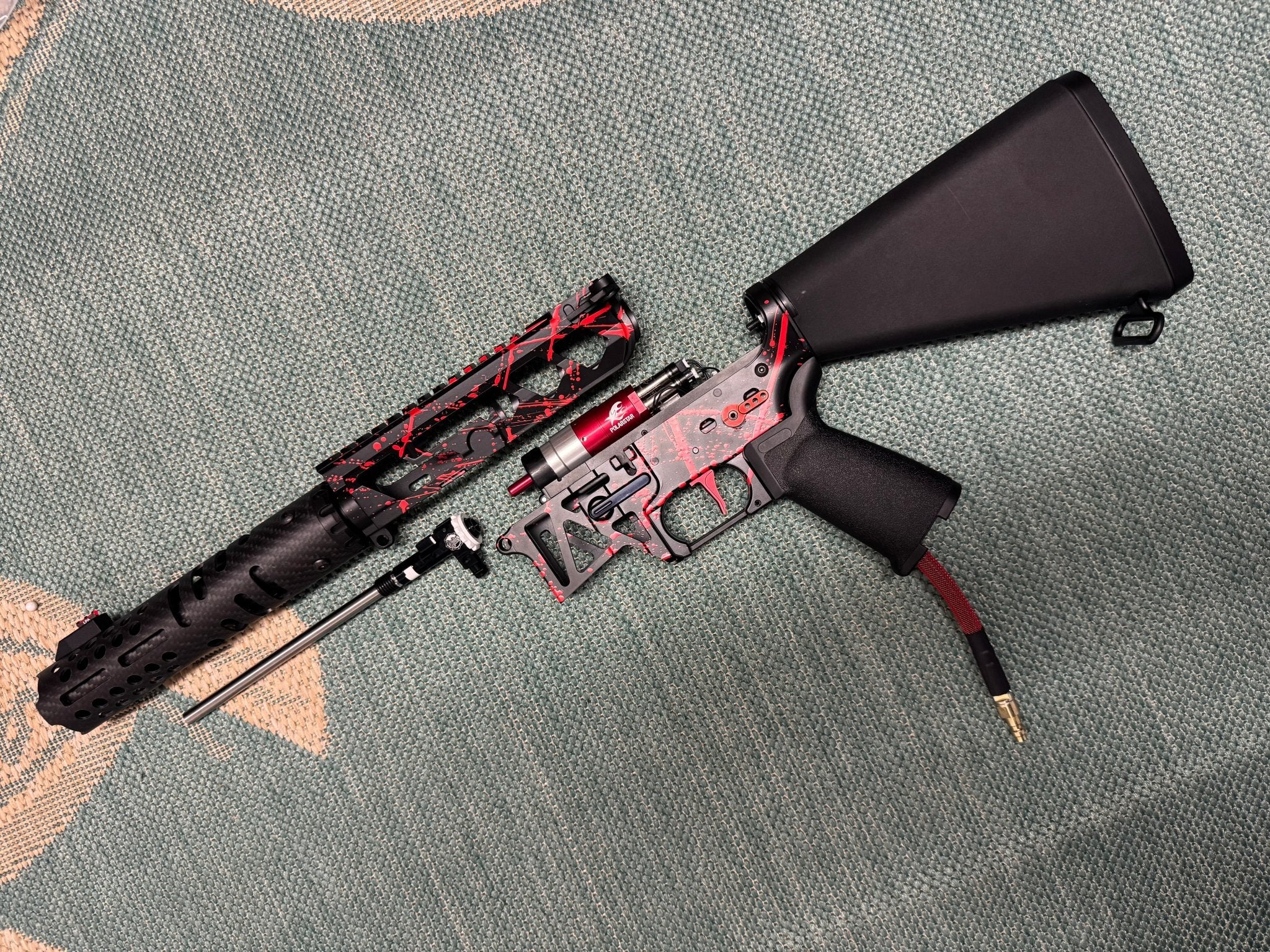 KA Tech MAC Polarstars F2 AR8 HPA M4 Stuby Type 3 Skeletonized Cerakote Splatter - KA Tech Airsoft - Polarstar F2