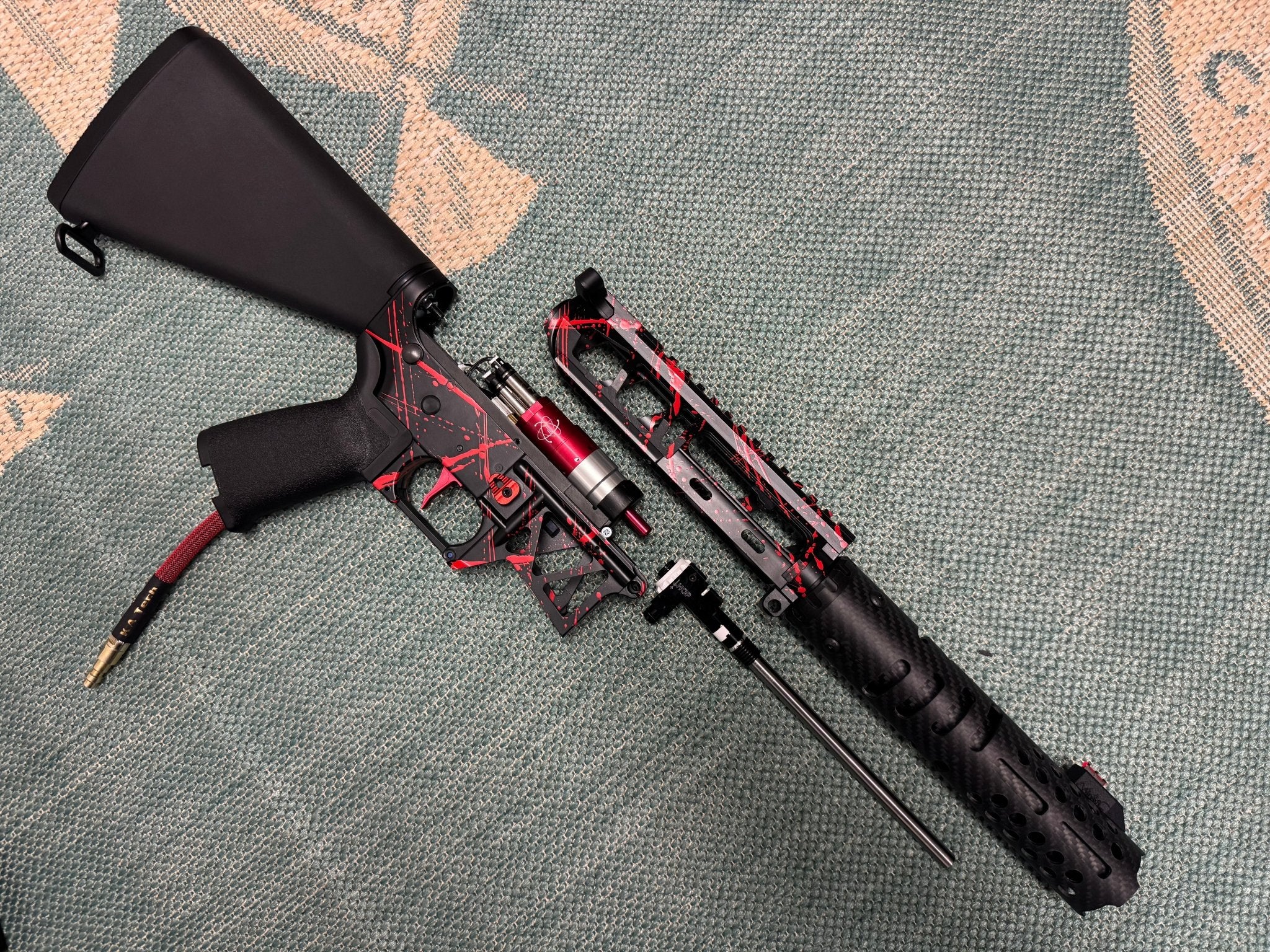 KA Tech MAC Polarstars F2 AR8 HPA M4 Stuby Type 3 Skeletonized Cerakote Splatter - KA Tech Airsoft - Polarstar F2