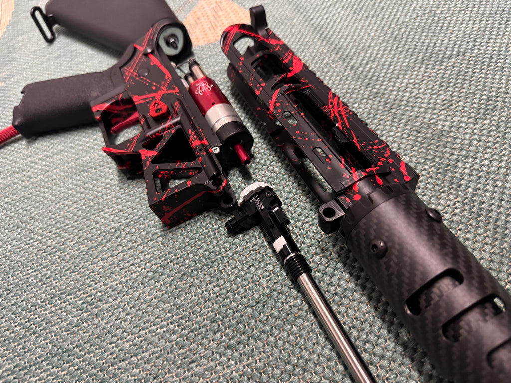 KA Tech MAC Polarstars F2 AR8 HPA M4 Stuby Type 3 Skeletonized Cerakote Splatter - KA Tech Airsoft - Polarstar F2