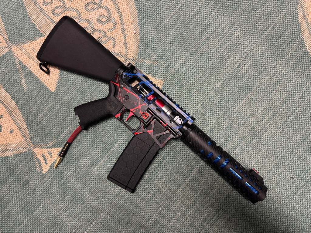 KA Tech MAC Polarstars F2 AR8 HPA M4 Stuby Type 3 Skeletonized Cerakote Splatter - KA Tech Airsoft - Polarstar F2