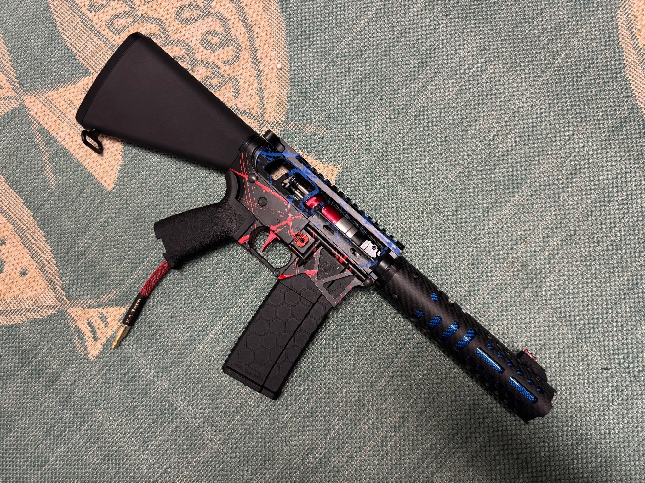 KA Tech MAC Polarstars F2 AR8 HPA M4 Stuby Type 3 Skeletonized Cerakote Splatter - KA Tech Airsoft - Polarstar F2