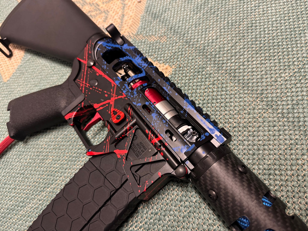 KA Tech MAC Polarstars F2 AR8 HPA M4 Stuby Type 3 Skeletonized Cerakote Splatter - KA Tech Airsoft - Polarstar F2