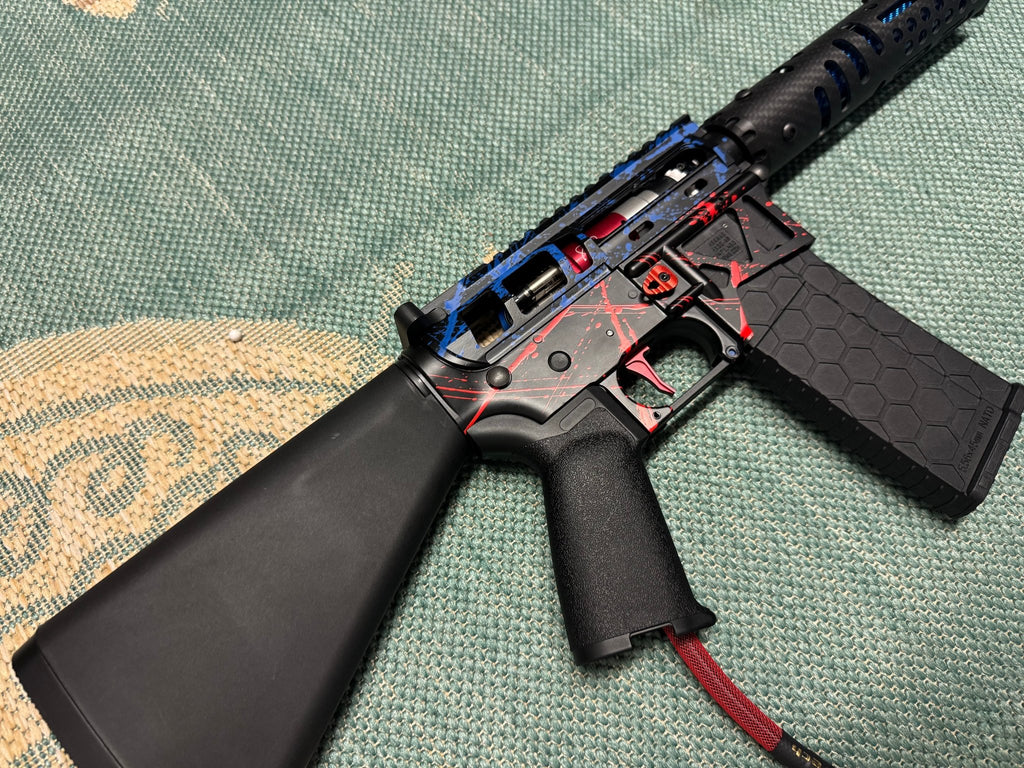 KA Tech MAC Polarstars F2 AR8 HPA M4 Stuby Type 3 Skeletonized Cerakote Splatter - KA Tech Airsoft - Polarstar F2