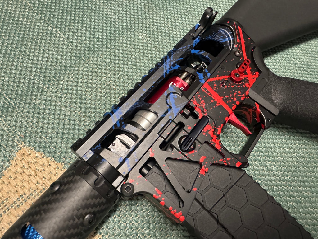 KA Tech MAC Polarstars F2 AR8 HPA M4 Stuby Type 3 Skeletonized Cerakote Splatter - KA Tech Airsoft - Polarstar F2