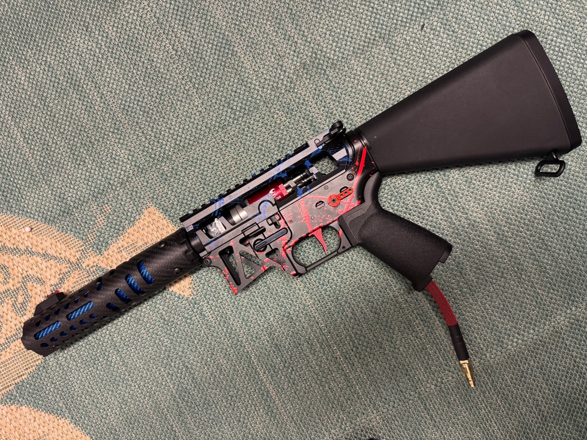 KA Tech MAC Polarstars F2 AR8 HPA M4 Stuby Type 3 Skeletonized Cerakote Splatter - KA Tech Airsoft - Polarstar F2