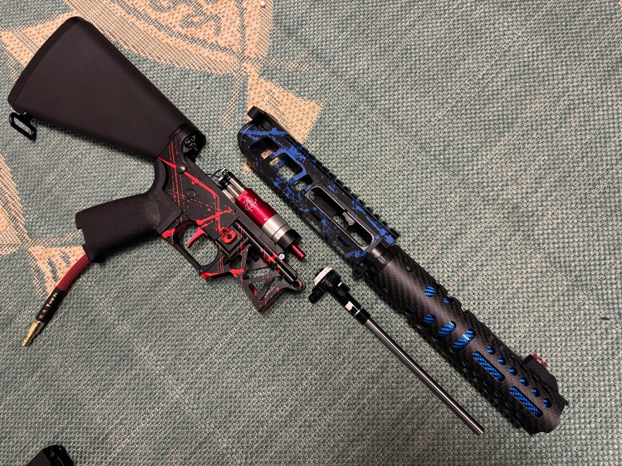 KA Tech MAC Polarstars F2 AR8 HPA M4 Stuby Type 3 Skeletonized Cerakote Splatter - KA Tech Airsoft - Polarstar F2