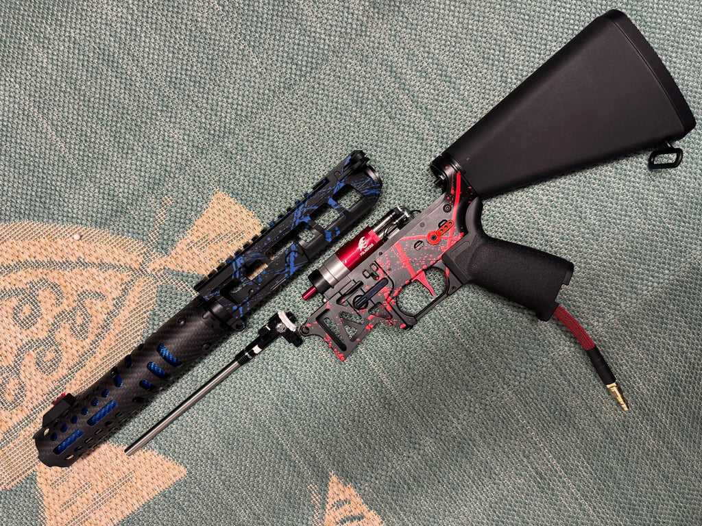 KA Tech MAC Polarstars F2 AR8 HPA M4 Stuby Type 3 Skeletonized Cerakote Splatter - KA Tech Airsoft - Polarstar F2