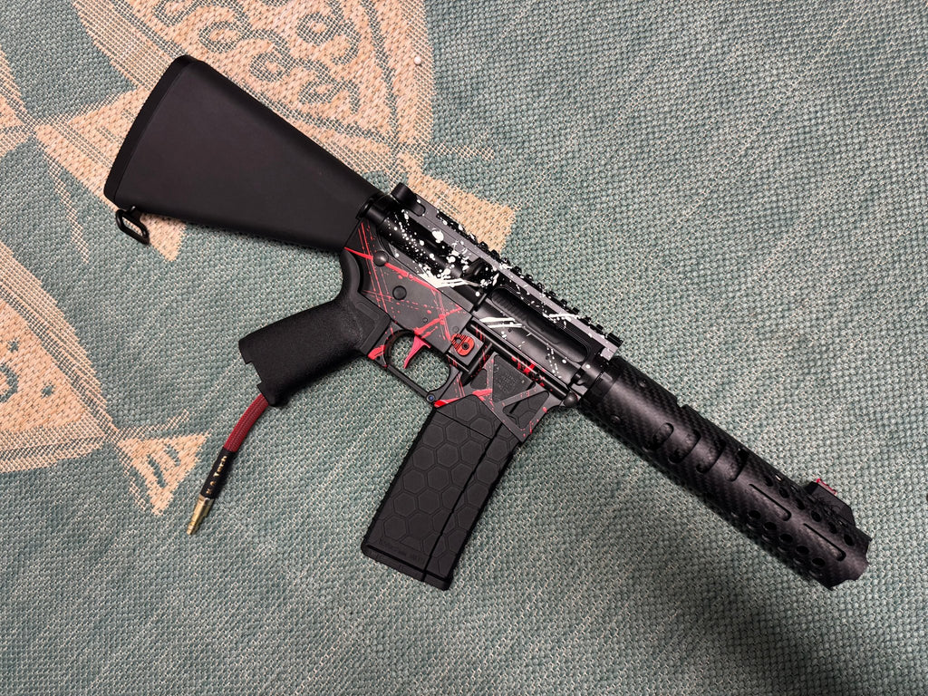 KA Tech MAC Polarstars F2 AR8 HPA M4 Stuby Type 3 Skeletonized Cerakote Splatter - KA Tech Airsoft - Polarstar F2