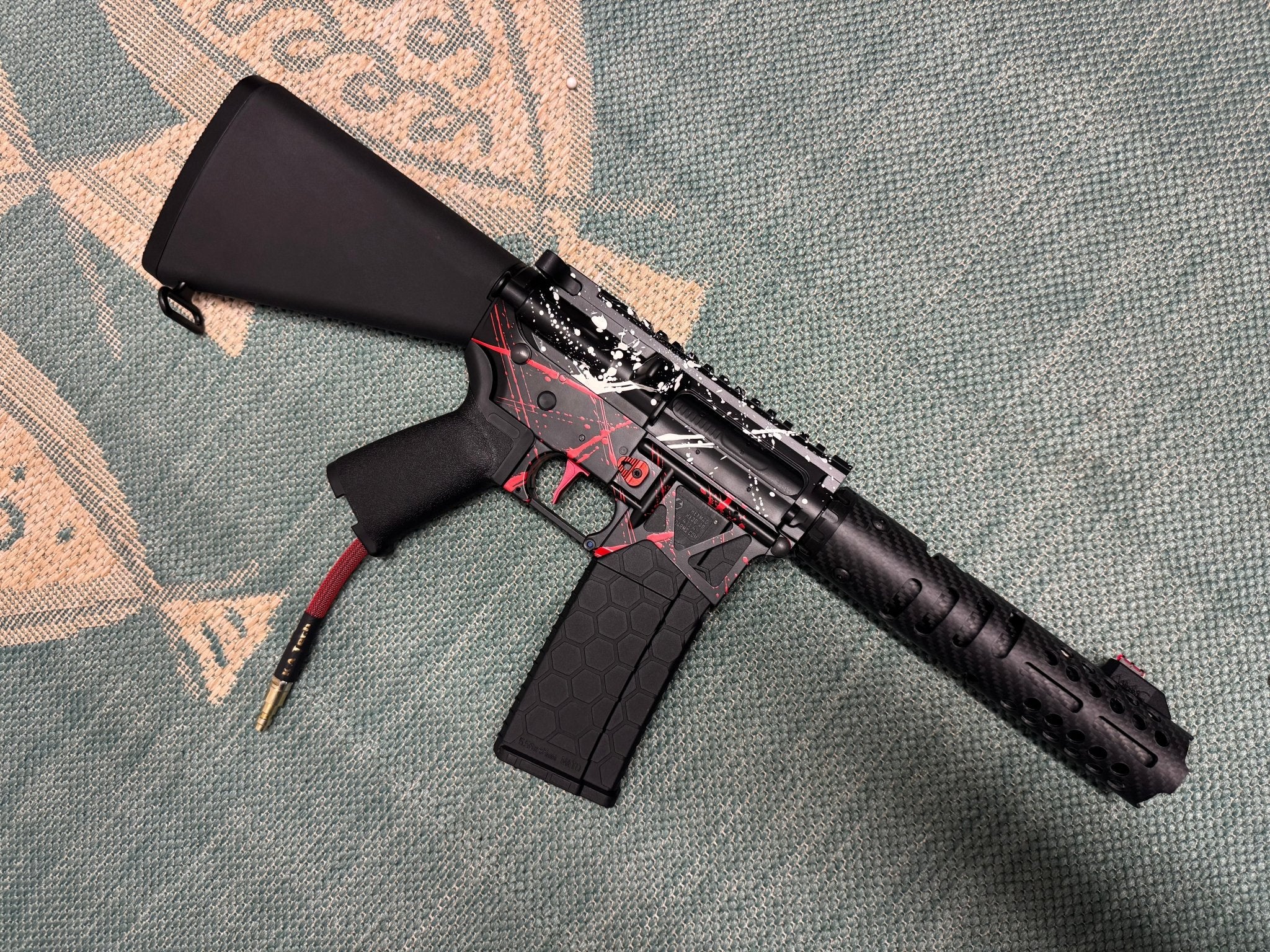 KA Tech MAC Polarstars F2 AR8 HPA M4 Stuby Type 3 Skeletonized Cerakote Splatter - KA Tech Airsoft - Polarstar F2
