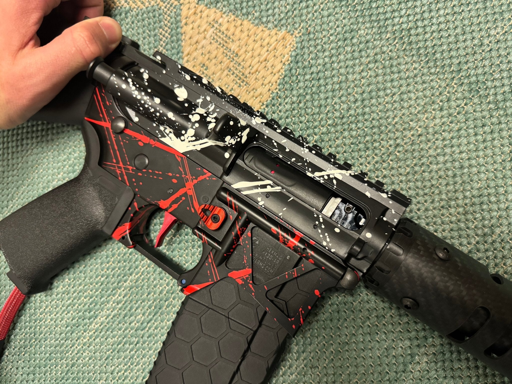 KA Tech MAC Polarstars F2 AR8 HPA M4 Stuby Type 3 Skeletonized Cerakote Splatter - KA Tech Airsoft - Polarstar F2