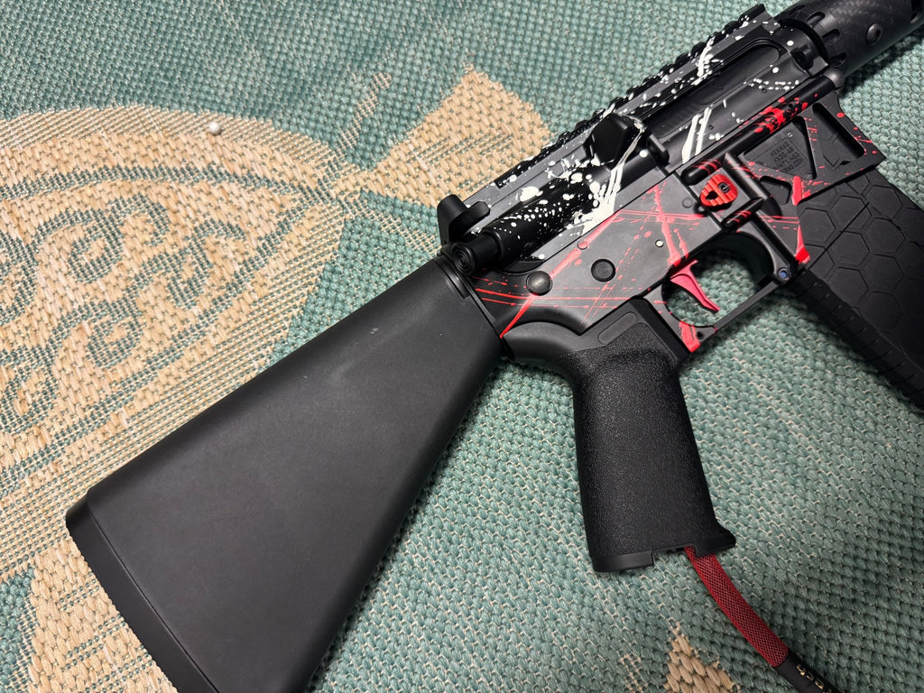 KA Tech MAC Polarstars F2 AR8 HPA M4 Stuby Type 3 Skeletonized Cerakote Splatter - KA Tech Airsoft - Polarstar F2