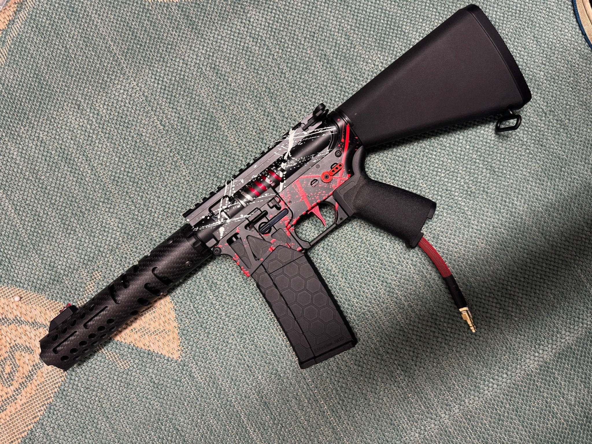 KA Tech MAC Polarstars F2 AR8 HPA M4 Stuby Type 3 Skeletonized Cerakote Splatter - KA Tech Airsoft - Polarstar F2