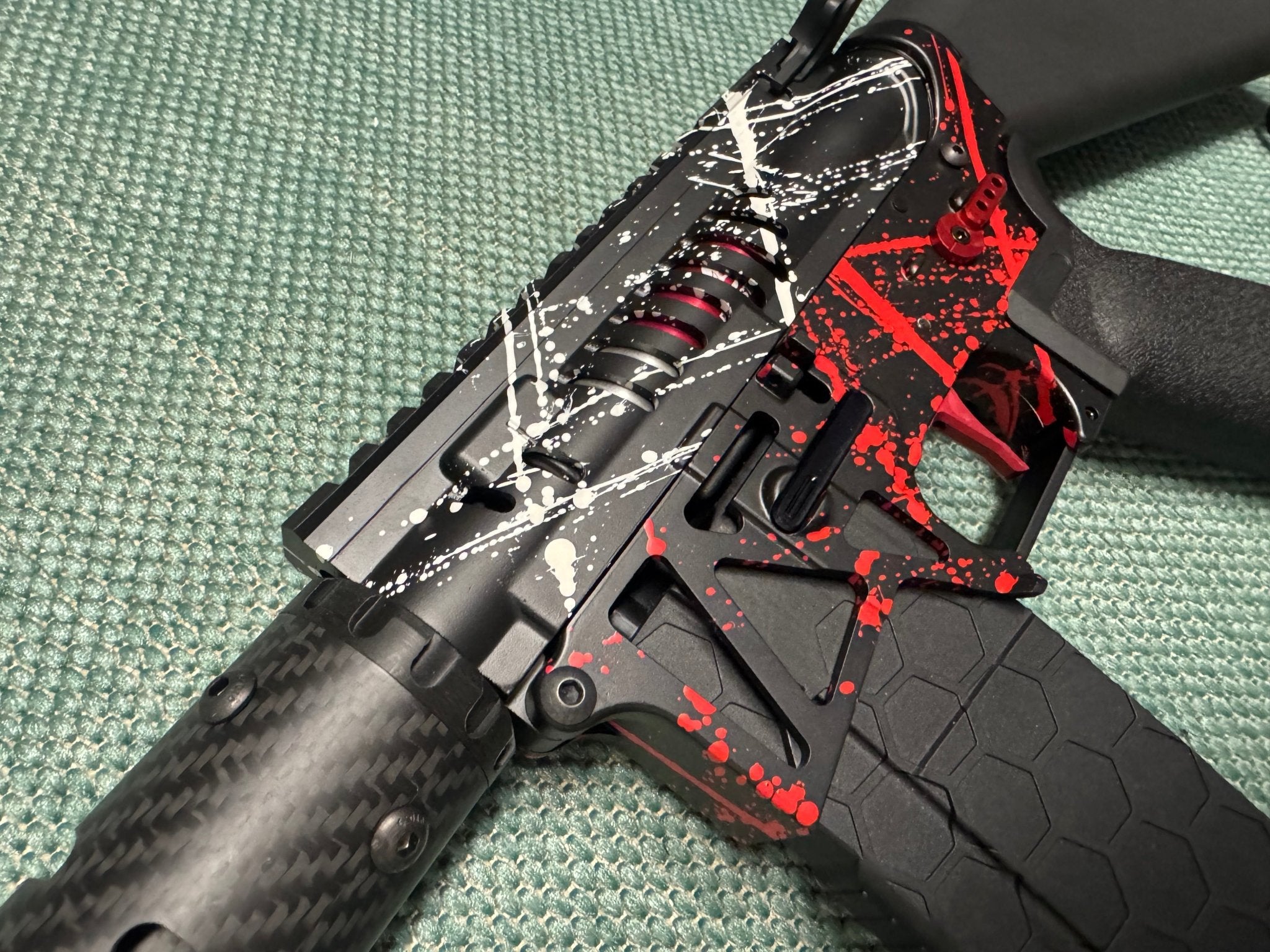 KA Tech MAC Polarstars F2 AR8 HPA M4 Stuby Type 3 Skeletonized Cerakote Splatter - KA Tech Airsoft - Polarstar F2