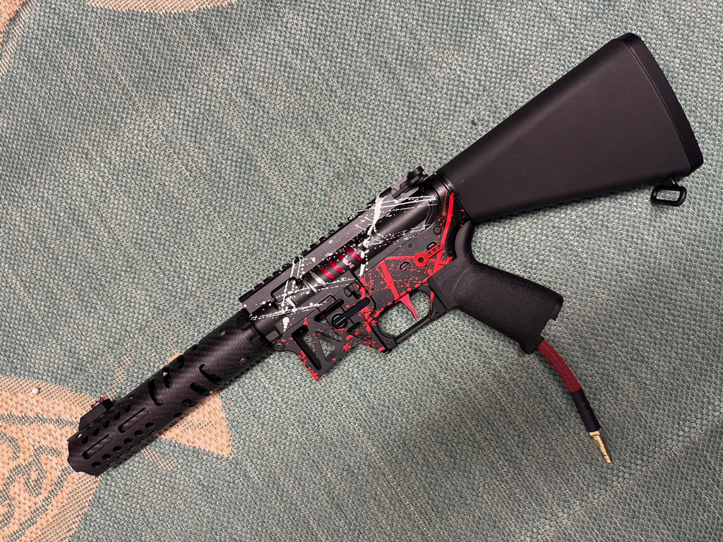 KA Tech MAC Polarstars F2 AR8 HPA M4 Stuby Type 3 Skeletonized Cerakote Splatter - KA Tech Airsoft - Polarstar F2