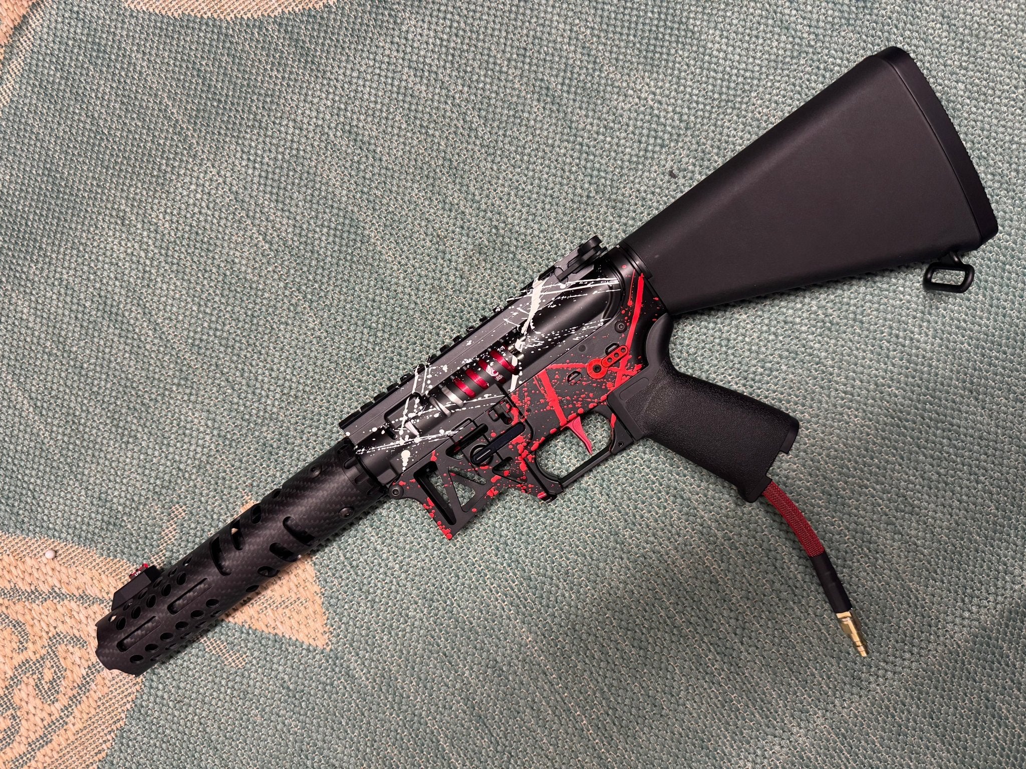 KA Tech MAC Polarstars F2 AR8 HPA M4 Stuby Type 3 Skeletonized Cerakote Splatter - KA Tech Airsoft - Polarstar F2