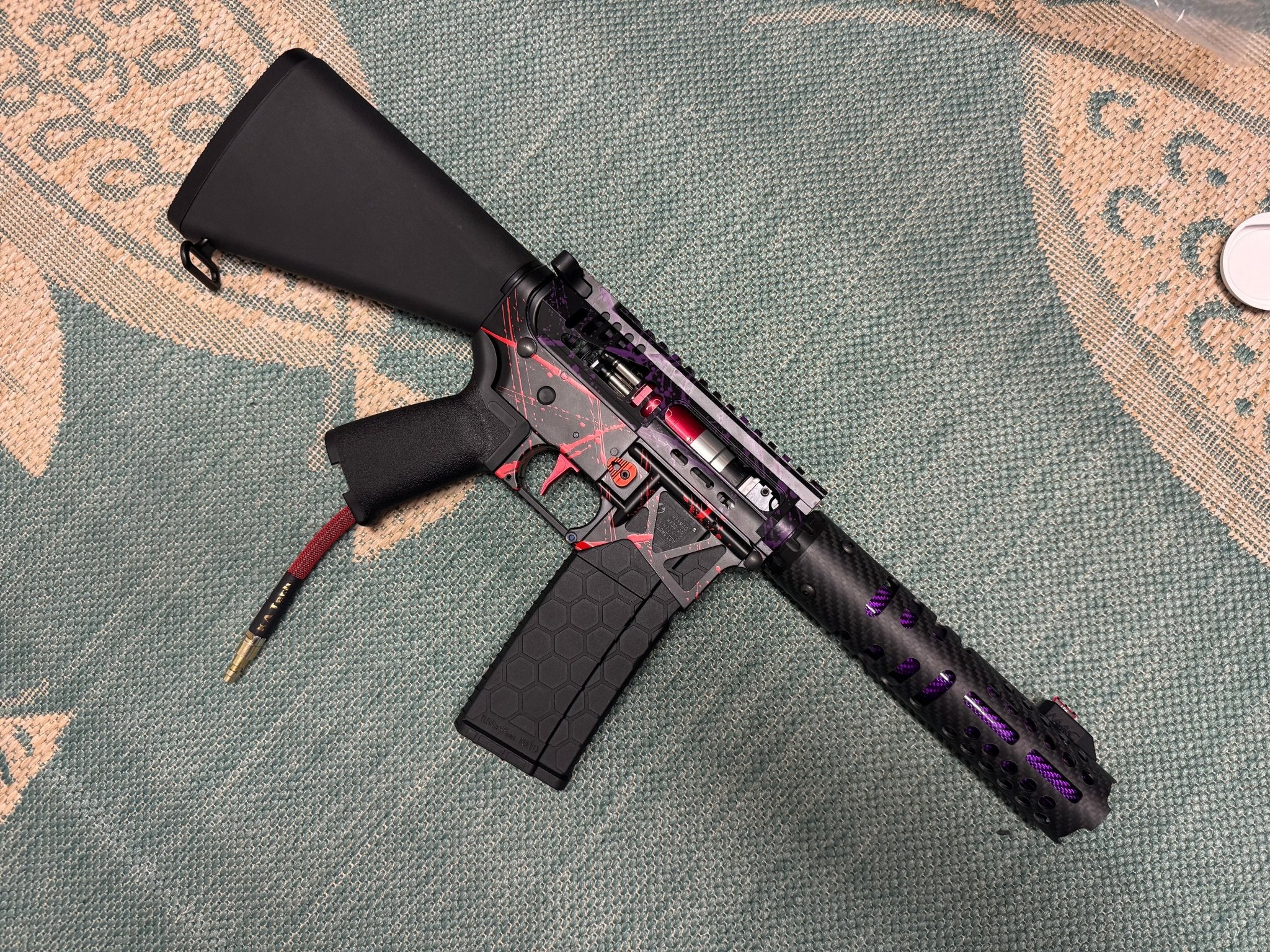 KA Tech MAC Polarstars F2 AR8 HPA M4 Stuby Type 3 Skeletonized Cerakote Splatter - KA Tech Airsoft - Polarstar F2