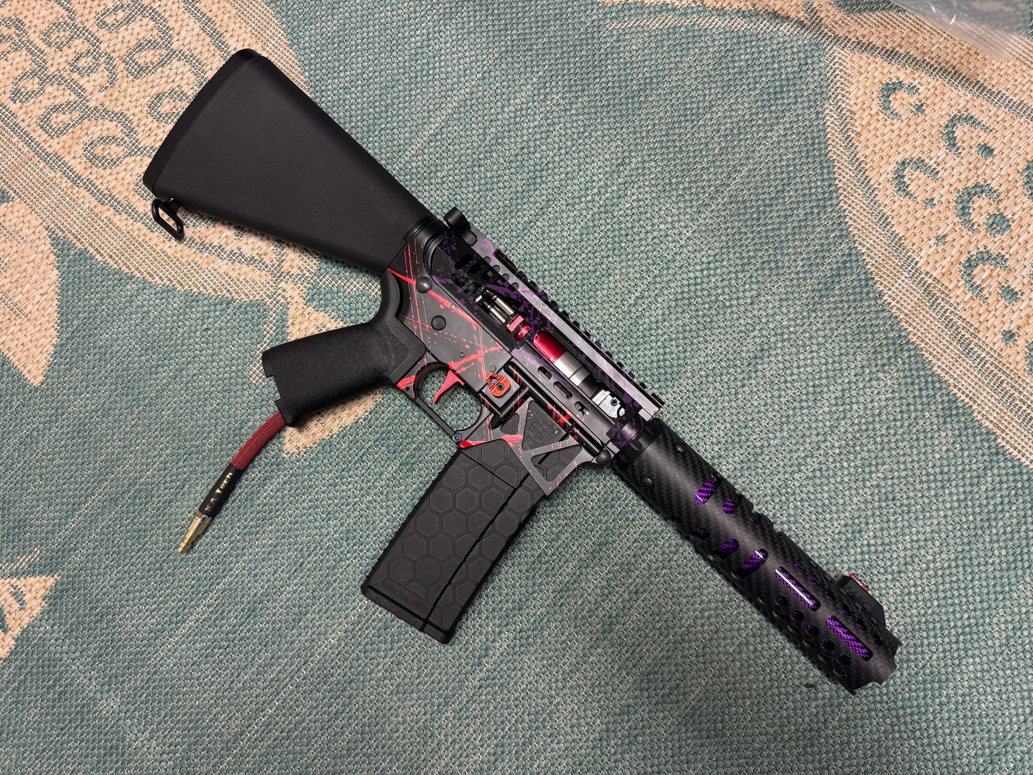 KA Tech MAC Polarstars F2 AR8 HPA M4 Stuby Type 3 Skeletonized Cerakote Splatter - KA Tech Airsoft - Polarstar F2