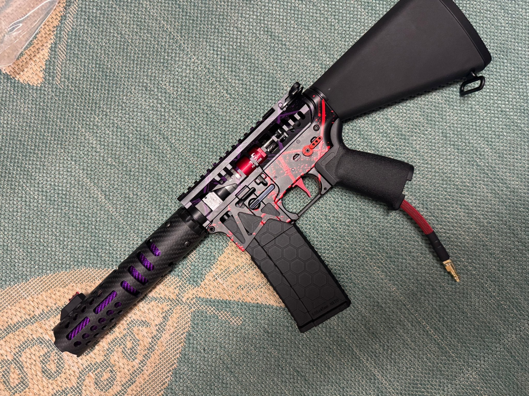 KA Tech MAC Polarstars F2 AR8 HPA M4 Stuby Type 3 Skeletonized Cerakote Splatter - KA Tech Airsoft - Polarstar F2